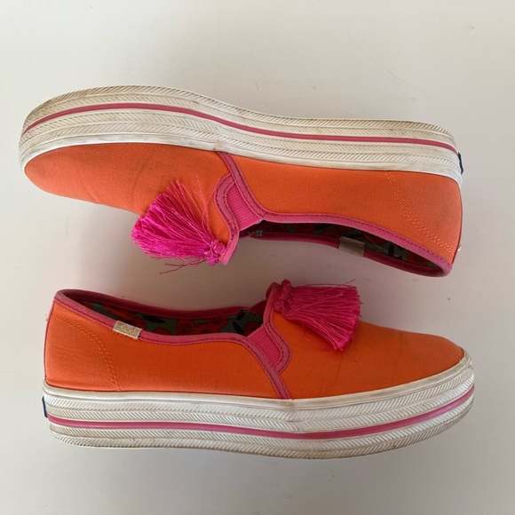 Keds X Kate Spade New YorkTriple Decker Tassel Sneaker Orange Pink, Size 7 - Picture 6 of 10